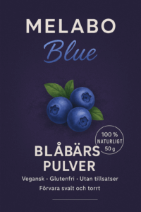 Ekologiskt blåbärspulver från MELABO,– naturlig superfood från Sverige.
