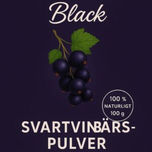 MELABO svartvinbärspulver, ETIKETT
